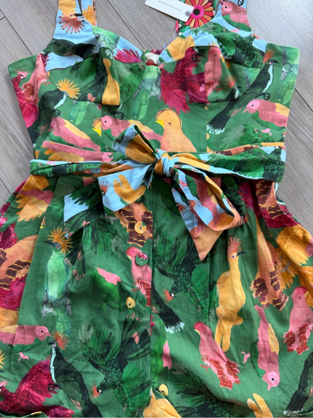 Farm Rio Floral Bird Print Romper NWT - Picture 5 of 7